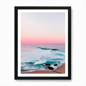 Coogee Beach, Sydney, Australia Pink Photography 2 Art Print