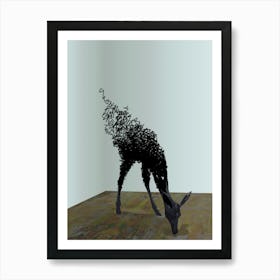 Abstract Black Deer Form Dissipating Art Print