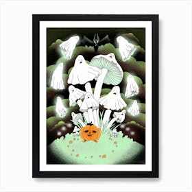 Ghost Mushrooms Art Print