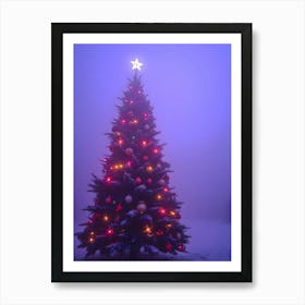 Christmas Tree In The Fog Art Print