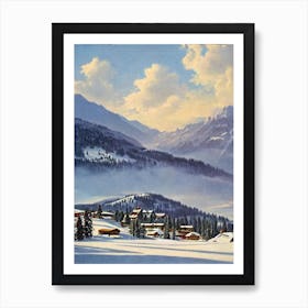 Crans Montana, Switzerland Ski Resort Vintage Landscape 3 Skiing Poster Art Print