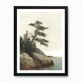 Vintage Painting Lone Tree On A Rock 1 Art Print