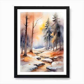 Watercolor Of A Forest . 1 Art Print