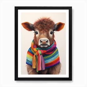 Baby Animal Wearing Sweater Bison 2 Art Print