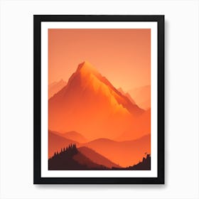 Misty Mountains Vertical Composition In Orange Tone 348 Art Print