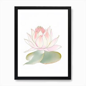 Sacred Lotus Pencil Illustration 4 Art Print