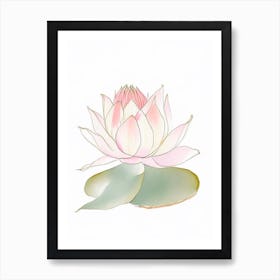 Sacred Lotus Pencil Illustration 4 Affiche