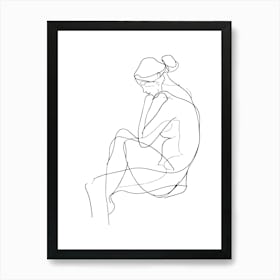 Line Drawing Of A Woman Minimalist Line Art Monoline Illustration Art Print