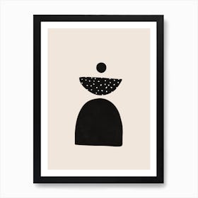 Black Half Moons And Dots Art Print