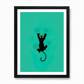 Cat And a green background Art Print