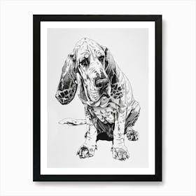 Basset Hound Dog Line Sketch Art Print