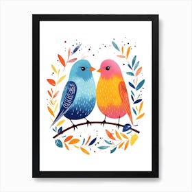 Couple Of Birds On A Branch Art Print