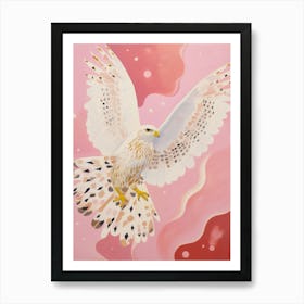 Pink Ethereal Bird Painting Hawk Art Print