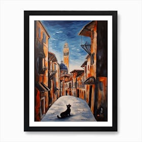 Painting Of Venice With A Cat In The Style Of Surrealism, Dali Style 1 Art Print