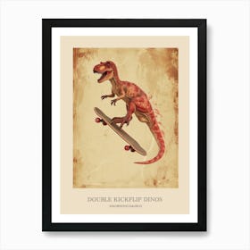 Sinornithosaurus Vintage Dinosaur Poster 1 Art Print