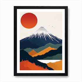 Japandi Cubist Fusion: Mt Fuji Art Print