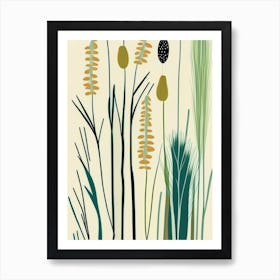 Horsetail Wildflower Modern Muted Colours 1 Art Print