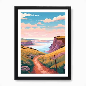 Jurassic Coast England Hike Illustration Art Print