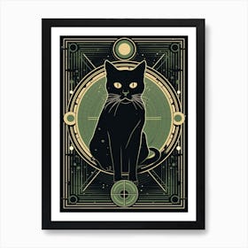 The World, Black Cat Tarot Card 0 Art Print