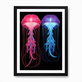 Sea Nettle Jellyfish Neon 7 Art Print