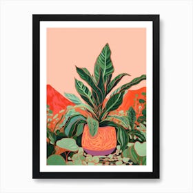 Boho Plant Painting Chinese Evergreen 1 Art Print