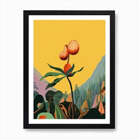 Boho Wildflower Painting Yellow Ladys Slipper 2 Affiche