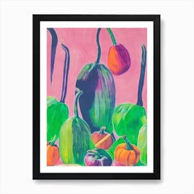 Butternut Squash Risograph Retro Poster vegetable Art Print