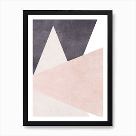 Large Triangles Pink Cotton Abstract Art Print