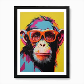 Monkey With Glasses Pop Art Art Print