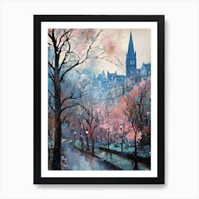 Winter City Park Painting Princes Street Gardens Edinburgh Scotland 4 Art Print