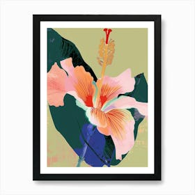 Colourful Flower Illustration Hibiscus 1 Art Print