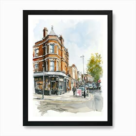 Hackney London Borough   Street Watercolour 2 Art Print