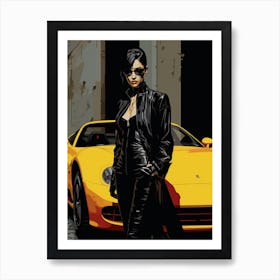 Rotten To The Core Asain Villain Lady And A Yellow Sports Car Art Print