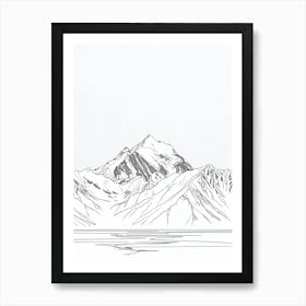 Mount Mckinley Denali Usa Line Drawing 5 Art Print