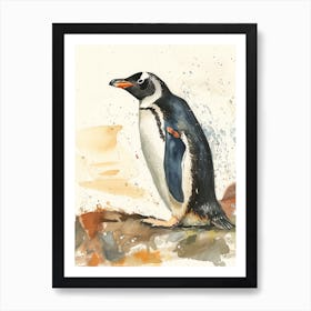 Humboldt Penguin Livingston Island Watercolour Painting 3 Art Print