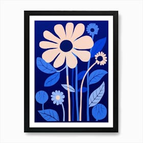 Blue Flower Illustration Daisy 4 Art Print