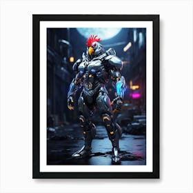 Rooster In Cyborg Body #2 Art Print