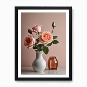 A Vase Of Pink Roses 74 Art Print