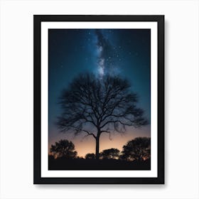 Starry Sky Over Tree Art Print