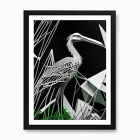 Black Heron Polygonal Wireframe 1 Art Print