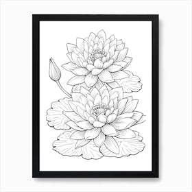 Line Art Inspired By Water Lilies 1 Art Print