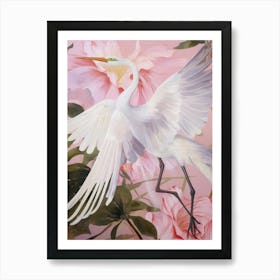 Pink Ethereal Bird Painting Egret 2 Art Print