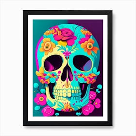 Skull With Floral Patterns 1 Pastel Pop Art Art Print