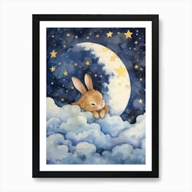 Baby Rabbit 2 Sleeping In The Clouds Art Print