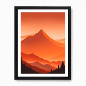 Misty Mountains Vertical Composition In Orange Tone 204 Art Print