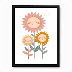 Three Cute Sunflowers Kids and Nursery Art Print