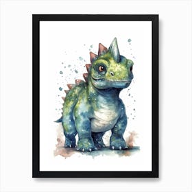 Euoplocephalus Cute Dinosaur Watercolour 2 Art Print