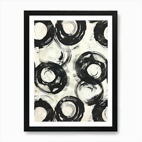 Black And White Circles 7 Art Print