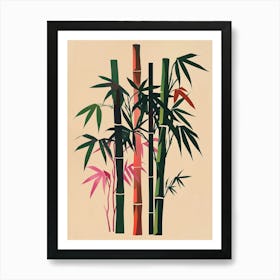 Bamboo Tree Colourful Illustration 4 Art Print