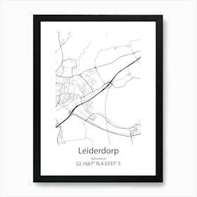 Leiderdorp,Netherlands Minimalist Map Art Print